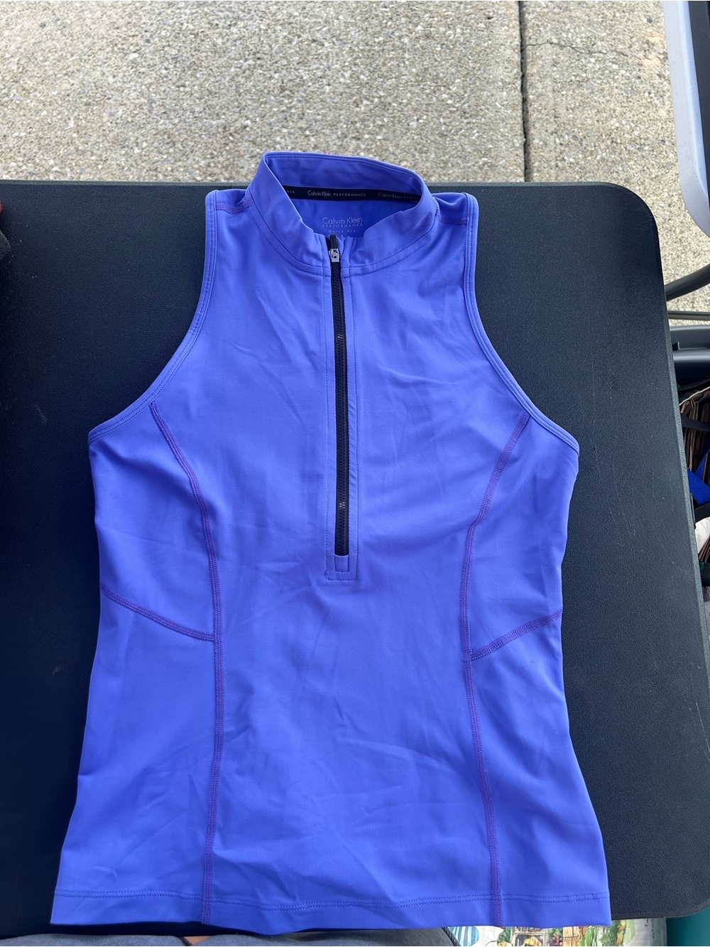 Calvin Klein Women’s Electric Purple Zip-Front Swim Tank